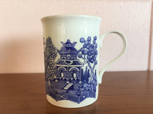 Load image into Gallery viewer, Vintage 1980s Blue + White Pagoda Transferware Coffee Mug
