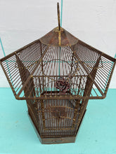 Load image into Gallery viewer, Vintage 60s Brutalist Inspired Large Copper + Brass + Metal Birdcage
