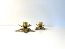 Load image into Gallery viewer, Vintage 80s Pair of Brass Poinsettia Candlestick Holders
