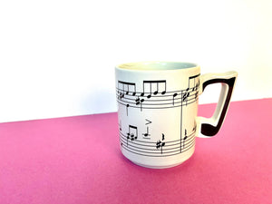 Vintage 1984 Musical Note + Sheet Music Ceramic Mug