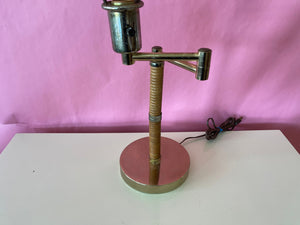 Vintage 50s Pencil Rattan Swing Arm Table Lamp