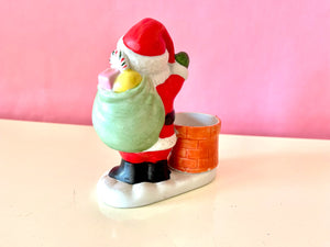 Vintage 1980s Ceramic Santa Claus Tea Light Candleholder