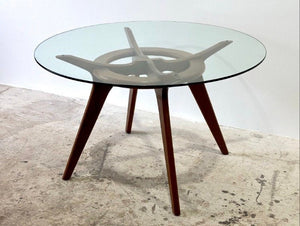 Vintage 60s Adrian Pearsall Sculpted Walnut Glass Top Compass Dining Table