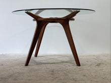 Load image into Gallery viewer, Vintage 60s Adrian Pearsall Sculpted Walnut Glass Top Compass Dining Table
