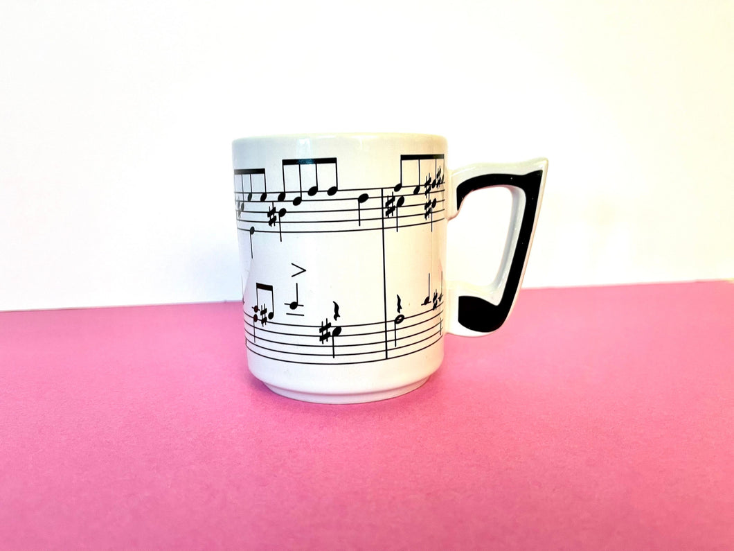 Vintage 1984 Musical Note + Sheet Music Ceramic Mug