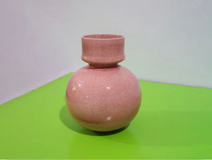 Vintage Italian Pink Ceramic Vase from Ernestine Pottery