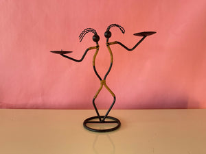 Vintage 1980s Post Modern Memphis Styled Black Metal Double Candle Holder by Laurids Lonborg