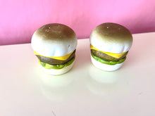 Load image into Gallery viewer, Vintage 1980s Ceramic Cheeseburger Salt and Pepper Shaker Set
