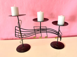 Vintage 1980s Post Modern Memphis Styled Musical Notes Candle Holder In The Style of Scardy