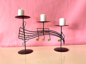 Vintage 1980s Post Modern Memphis Styled Musical Notes Candle Holder In The Style of Scardy