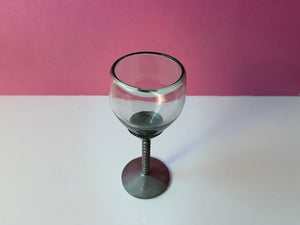 Vintage 1990 Set of Six Twisted Metal Stemmed Wine Glasses