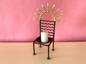 Vintage 90s Wrought Iron Chair Candle Holders
