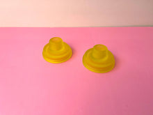 Load image into Gallery viewer, Vintage Pair of Vaseline Glass Candlestick Holders
