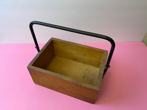Vintage Mid Century Maple Box with Folding Handle
