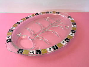 Vintage 1960s Inland Glass Atomic Starburst Footed Platter