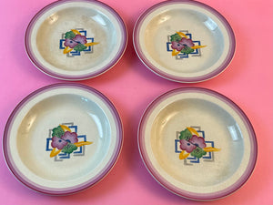 Vintage 1930s Art Deco Set of Four Bowls by Ridgways England Pottery Ophidia Ware