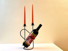 Load image into Gallery viewer, Vintage 90s Metal Wine Bottle + Candle Holder
