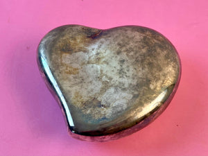 Vintage 90s Godinger Silver Art Co. Heart Shaped Jewelry Box with Velvet Lining