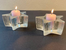 Load image into Gallery viewer, Vintage 1980s Pair of Avon Starbright Glass Tealight or Votive Candle Holders
