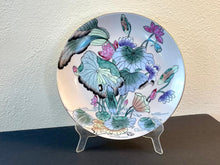 Load image into Gallery viewer, 70s Decorative Chinoiserie Ceramic Plate with Lotus Flower Design by China Trader
