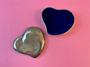 Vintage 90s Godinger Silver Art Co. Heart Shaped Jewelry Box with Velvet Lining