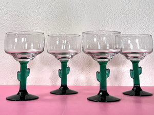 1980s Set of Four Libbey Cactus Margarita Glasses