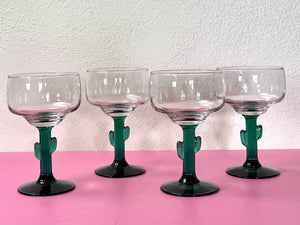 1980s Set of Four Libbey Cactus Margarita Glasses