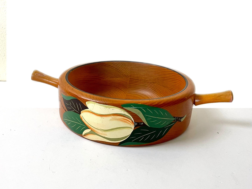 Vintage 1940s RobinHood Ware Vintage Hand-Painted Wood Serving Bowl