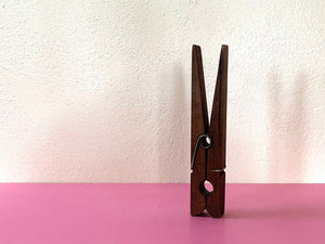 Vintage 1980s Giant Wooden Clothes Pin Memo Clip