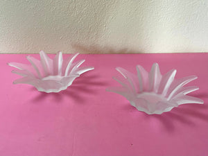 Vintage Frosted Glass Starburst Tea Light or Candleholders by Princess House