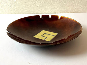 Vintage 1970s Mid Century Modern Copper Over Enamel Decorative Dish Catch All Ashtray by Bovano