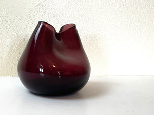 Vintage Blenko Glass Co Purple Pinch Vase