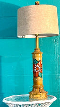 Load image into Gallery viewer, Vintage 90s Hibiscus Tiki Torch Table Lamp
