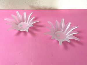 Vintage Frosted Glass Starburst Tea Light or Candleholders by Princess House