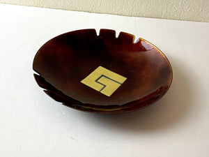 Vintage 1970s Mid Century Modern Copper Over Enamel Decorative Dish Catch All Ashtray by Bovano