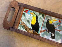 Load image into Gallery viewer, Vintage 90s Wood + Tile Toucan Serving Tray
