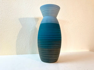 Vintage Blue Ombréd Pottery Vase Large Size