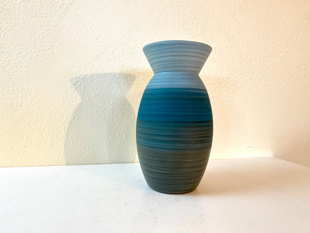 Vintage Blue Ombréd Pottery Vase Med Size