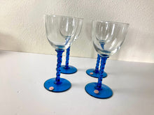 Load image into Gallery viewer, Vintage 60s Set of Four Twisted Stem Wine Glasses Made In Italy
