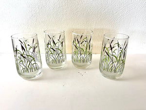 Vintage 70s Set of 4 Dragon Fly + Cat Tail Iced Tea Glasses by Beverly