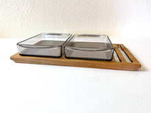Load image into Gallery viewer, Vintage 1960s Teak + Glass Serving Dish Savoury Set Made in Denmark
