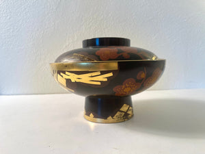 Vintage Japanese Maki-E Lacquer Lidded Bowl