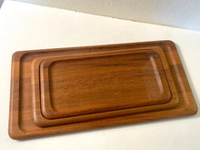 Load image into Gallery viewer, Vintage 60s Trio of Danish Teak Nesting Serving Trays by Digsmed
