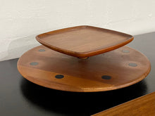 Load image into Gallery viewer, Vintage 60s Danish Teak Two Tiered Serving Tray by Digsmed
