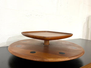 Vintage 60s Danish Teak Two Tiered Serving Tray by Digsmed