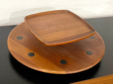 Load image into Gallery viewer, Vintage 60s Danish Teak Two Tiered Serving Tray by Digsmed
