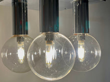 Load image into Gallery viewer, Vintage 70s Mid Century Modern Metal + Glass Ceiling Light
