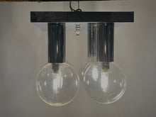 Load image into Gallery viewer, Vintage 70s Mid Century Modern Metal + Glass Ceiling Light
