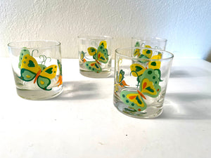 Vintage 1960s Butterfly Glasses Set of 6